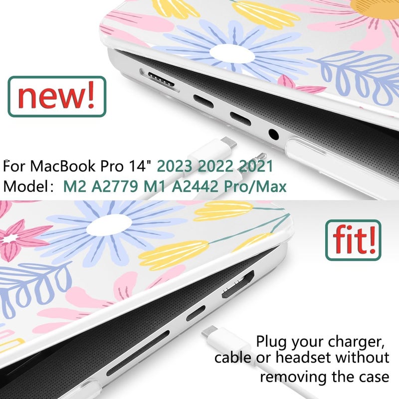 DONGKE Case for M5 MacBook Pro 14 inch 2025 2024-2021 M4 M3 M2 M1, Plastic Hard Shell Cover Compatible with A3434 A3112 A3401 A3185 A2992 A2779 A2442, Retina XDR Display & Touch ID, Florals - Image 2